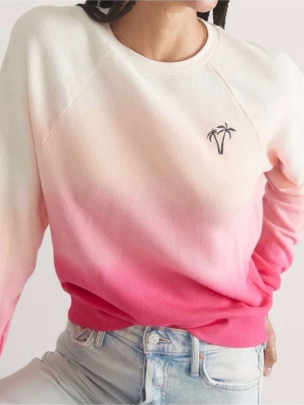 MARINE LAYER Dip Dye Raglan Ombre Pink Crewneck Sweatshirt Size Small
